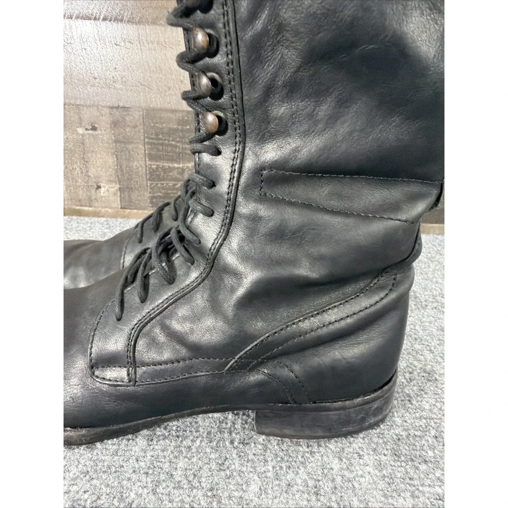 Kenneth Cole Black Leather Tall Combat Boots Made In Italy Men's Size 10 Vintage